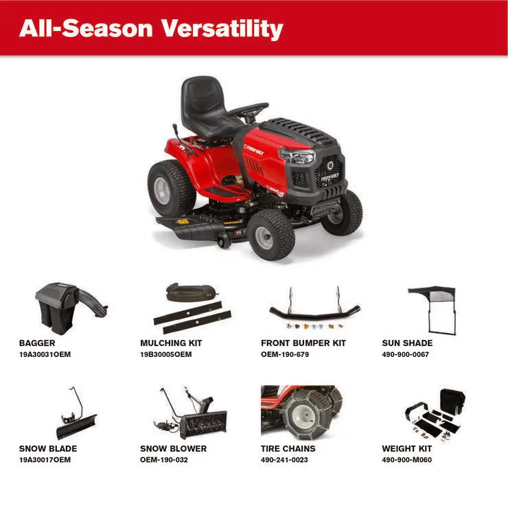 Troy-Bilt Bronco 46K Riding Lawn Mower | 46-in 541cc Kohler Engine | Auto Transmission | 46