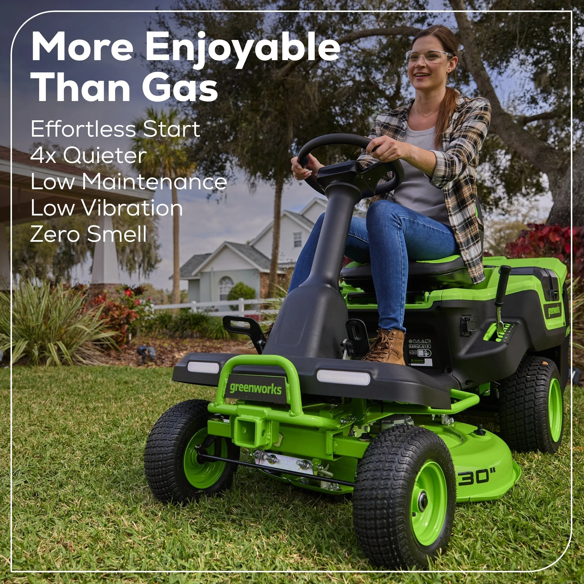60V 30” CrossoverT Riding Lawn Tractor with (2) 8.0 Ah, (2) 4.0 Ah Batteries & 600-Watt Charger
