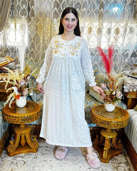 🧵 بيجامة قطن مطروزة – ناعمة وأنيقة✨