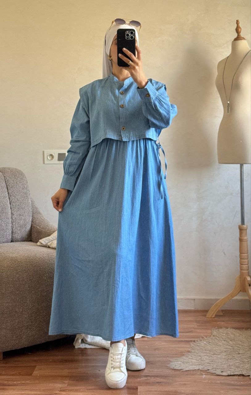 👗 ستيل صيفي انيق Robe Jeans Tensil 2en1 👗