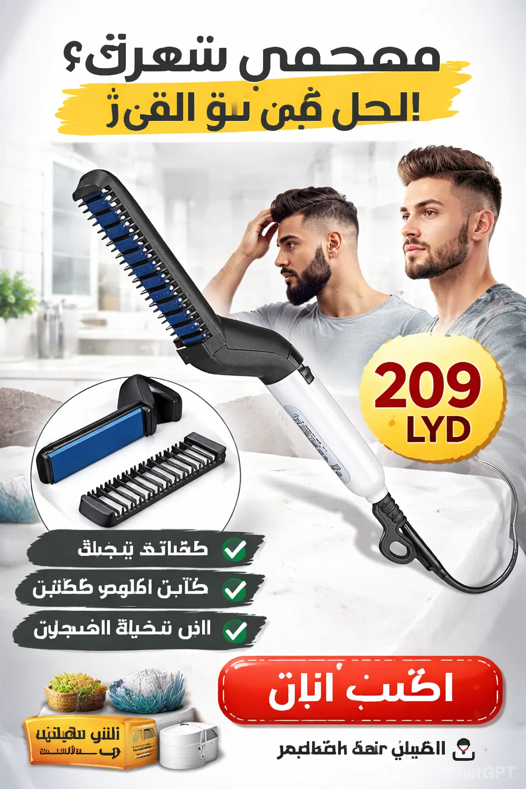 مصفف شعر الرجال واللحية سهلة