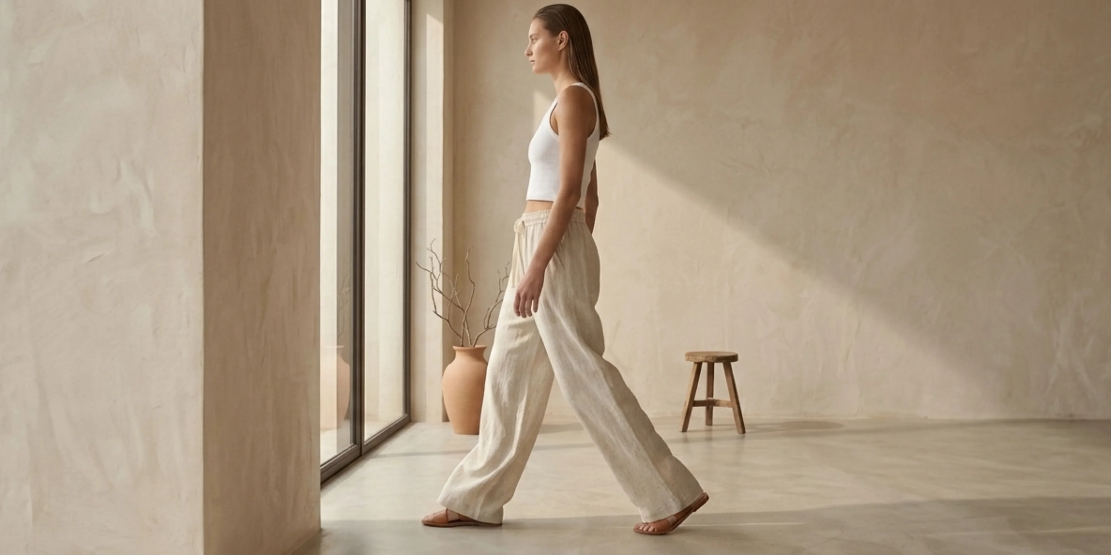Pantalon Lin Écru
