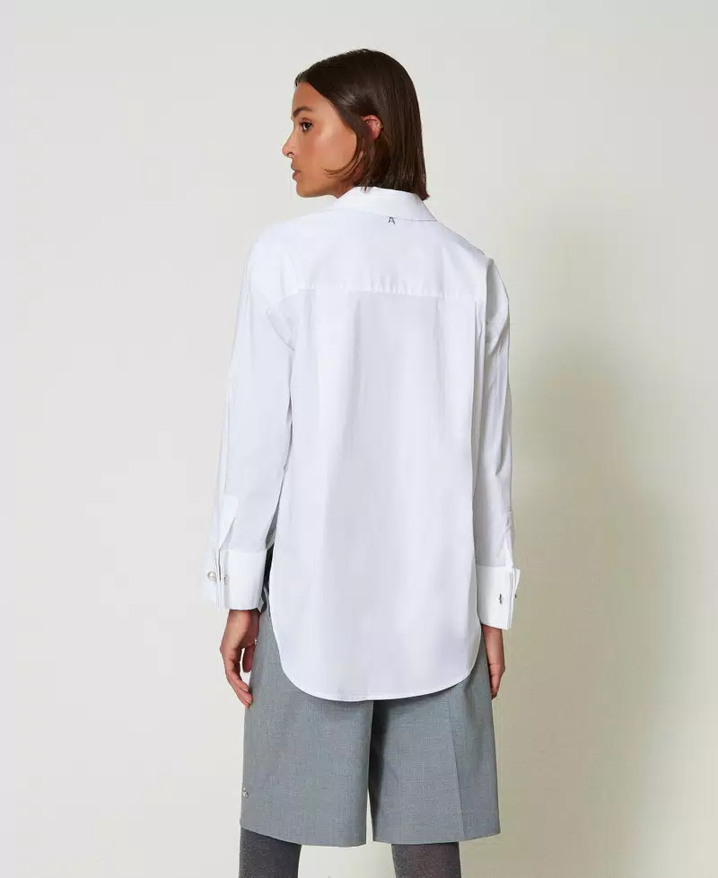 Chemise oversize en popeline avec broderies