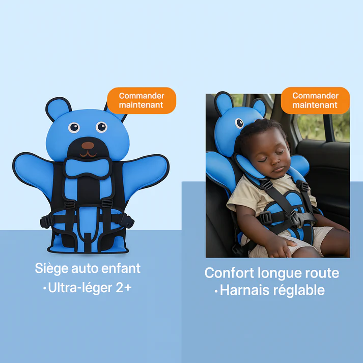Siège de Sécurité pour Enfant de 6 Mois à 12 Ans, Coussin de Chaise Respirant et Réglable pour Poussette et voiture.