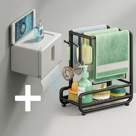 Porte-papier hygiénique Automatique + porte-éponges de cuisine (cadeau🎁)