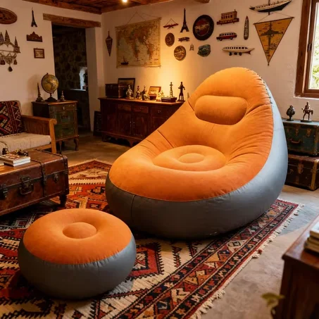 🛋️ Lazy Couch – Canapé Gonflable en Velours Moderne et Confortable