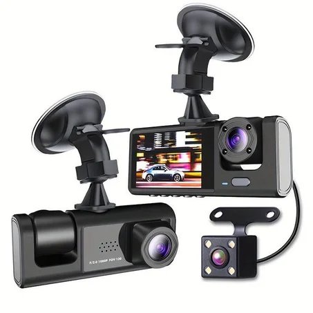 Dash Cam 3 Caméras HD : Protection 360° Jour & Nuit