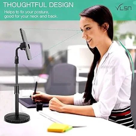 Sounce Phone Tabletop Stand Height Angle Adjustable Stand, Phone Holder for Desk Compatible with OnePlus Redmi Samsung Mi Oppo Vivo iPhone12 Mini 11 Pro Xs Xr X 8 7 Plus, All Smartphones (Bla