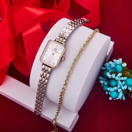 ساعة بجوده عالية مقاومة للصدأ مع كوغميط هدية