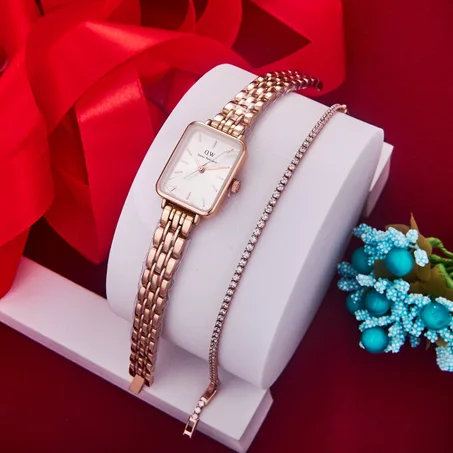 ساعة بجوده عالية مقاومة للصدأ مع كوغميط هدية