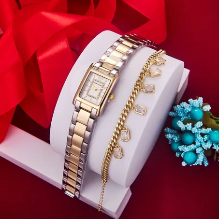 ساعة بجوده عالية مقاومة للصدأ مع كوغميط هدية