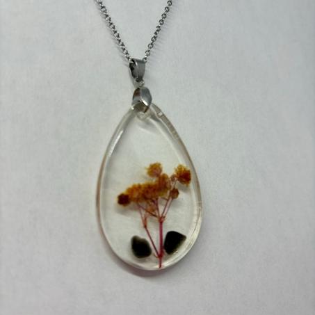 Réf 04247 Pendentif Flower Power et Obsidienne noire