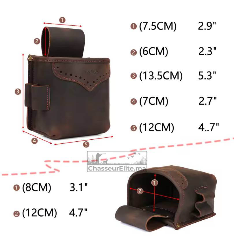 Sac ceinture en cuir pour chasse – Porte-cartouches 12/16/20