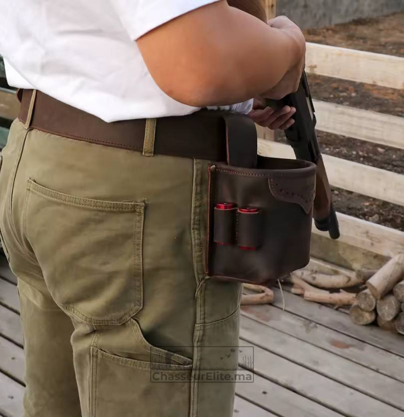 Sac ceinture en cuir pour chasse – Porte-cartouches 12/16/20