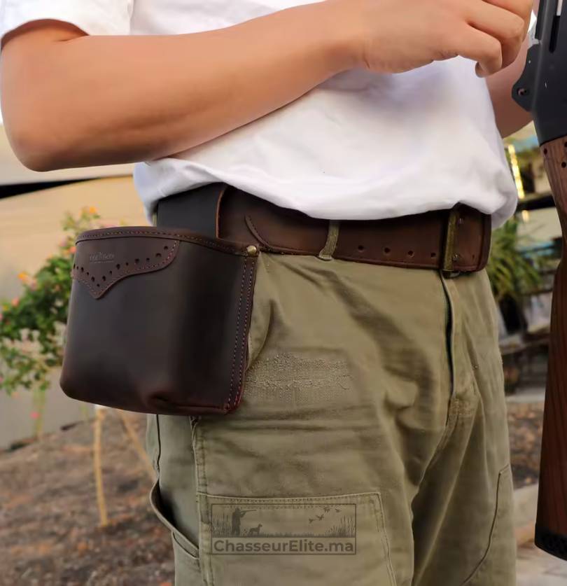 Sac ceinture en cuir pour chasse – Porte-cartouches 12/16/20