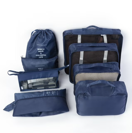 طقم حقائب تنظيم السفر القابلة للطي – 8 قطع لتنظيم ذكي ومريح
