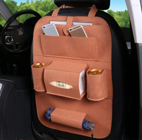 منظم مقعد السيارة البني