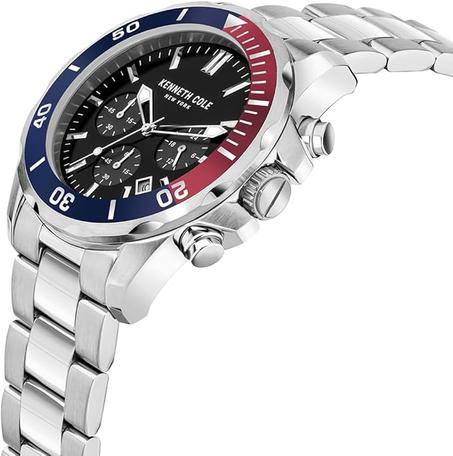 كينيث كول نيو يورك ساعة كرونوغراف للرجال بسوار ستانلس ستيل فضي 43 ملم 5 ايه تي ام - KCWGI2105004
