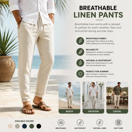 Relaxed Fit Linen Pants