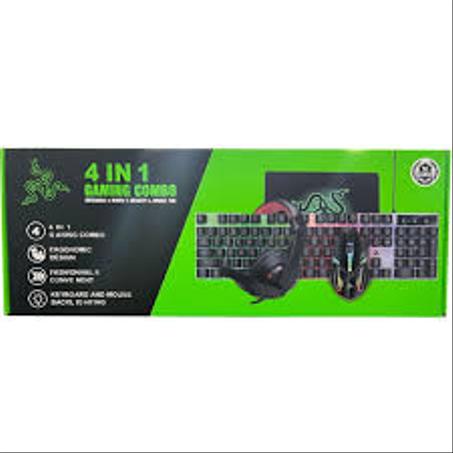 Kit Completo Gaming Tastiera Mouse Cuffie Tappetino 4 in 1 Rgb Gioco FO-D004