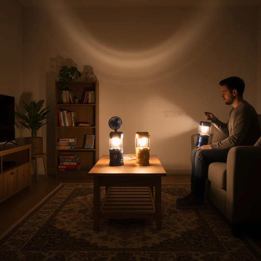 مصباح تخييم 4 في 1 قابل للشحن