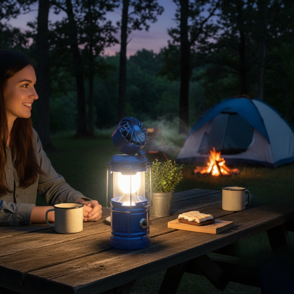مصباح تخييم 4 في 1 قابل للشحن