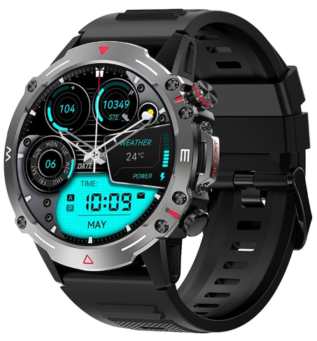 ساعة ذكية للرجال 1.4 انش مع تصنيف IP68 لمقاومة المياه والغبار، مكالمات بلوتوث، مساعد صوتي بالذكاء الاصطناعي، مراقب الدم/الاكسجين/معدل ضربات القلب، ساعة لياقة بدنية لنظام اندرويد وiOS