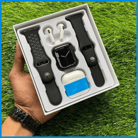 ساعة ذكية مزودة بسماعات AirPods - 2 في 1.