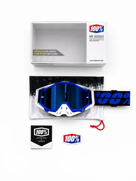 Lunettes 100% Motocross Premium – Bleu fumer