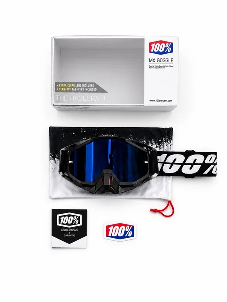 Lunettes 100% Motocross Premium – Noir fumer du bleu