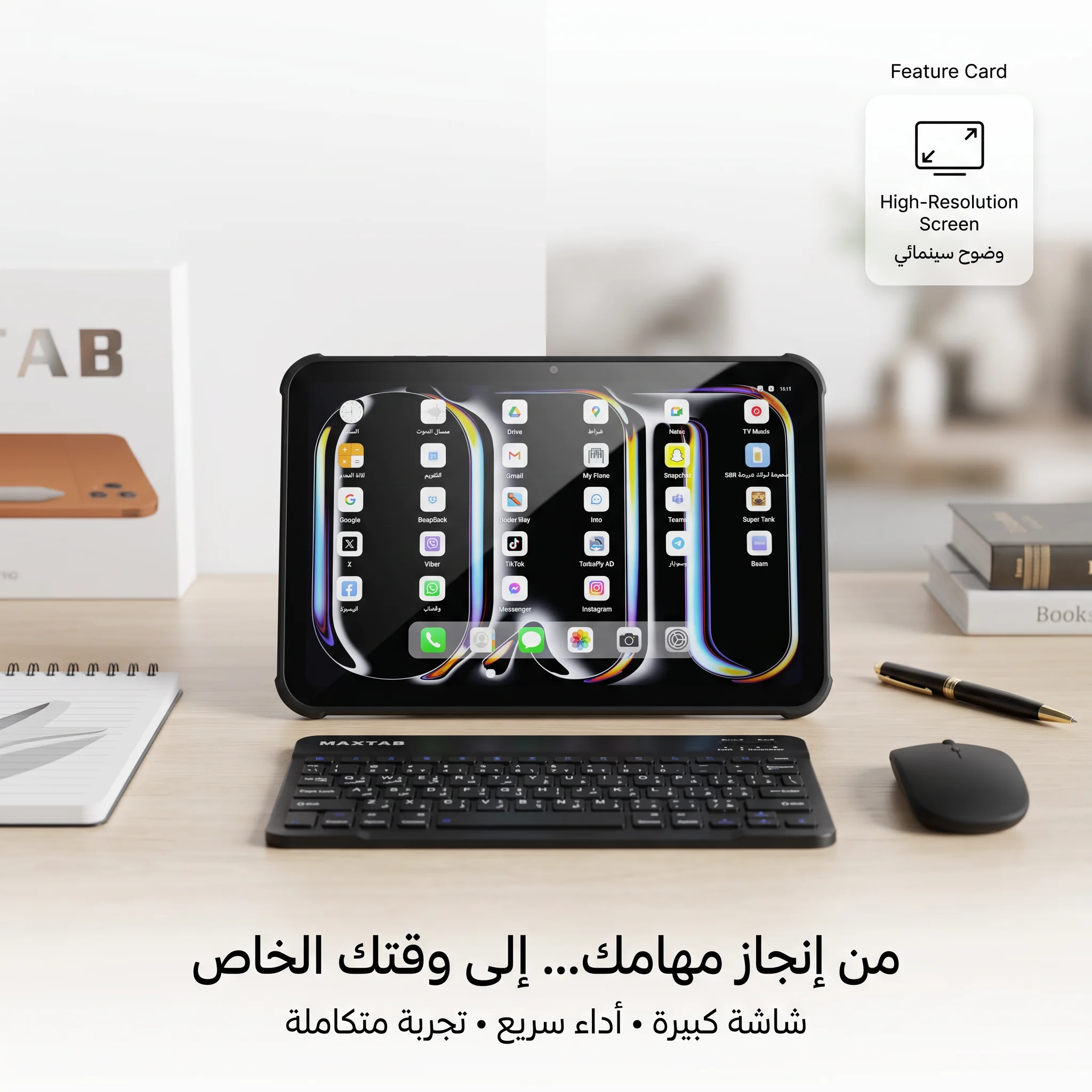 تابلت 12 بوصة MAXTAB 70 Pro (ضمان عام ) بكيبورد و ماوس بلوتوث + مجموعة هدايا