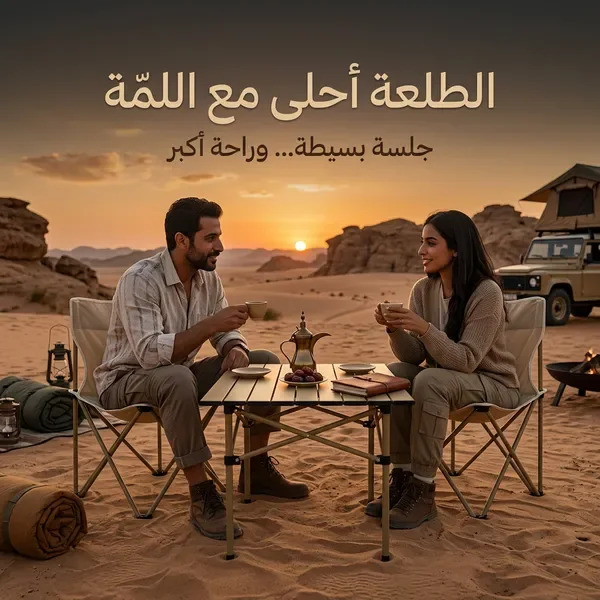 مجموعة البر والطلعات (طاولة مع 2 كراسي)