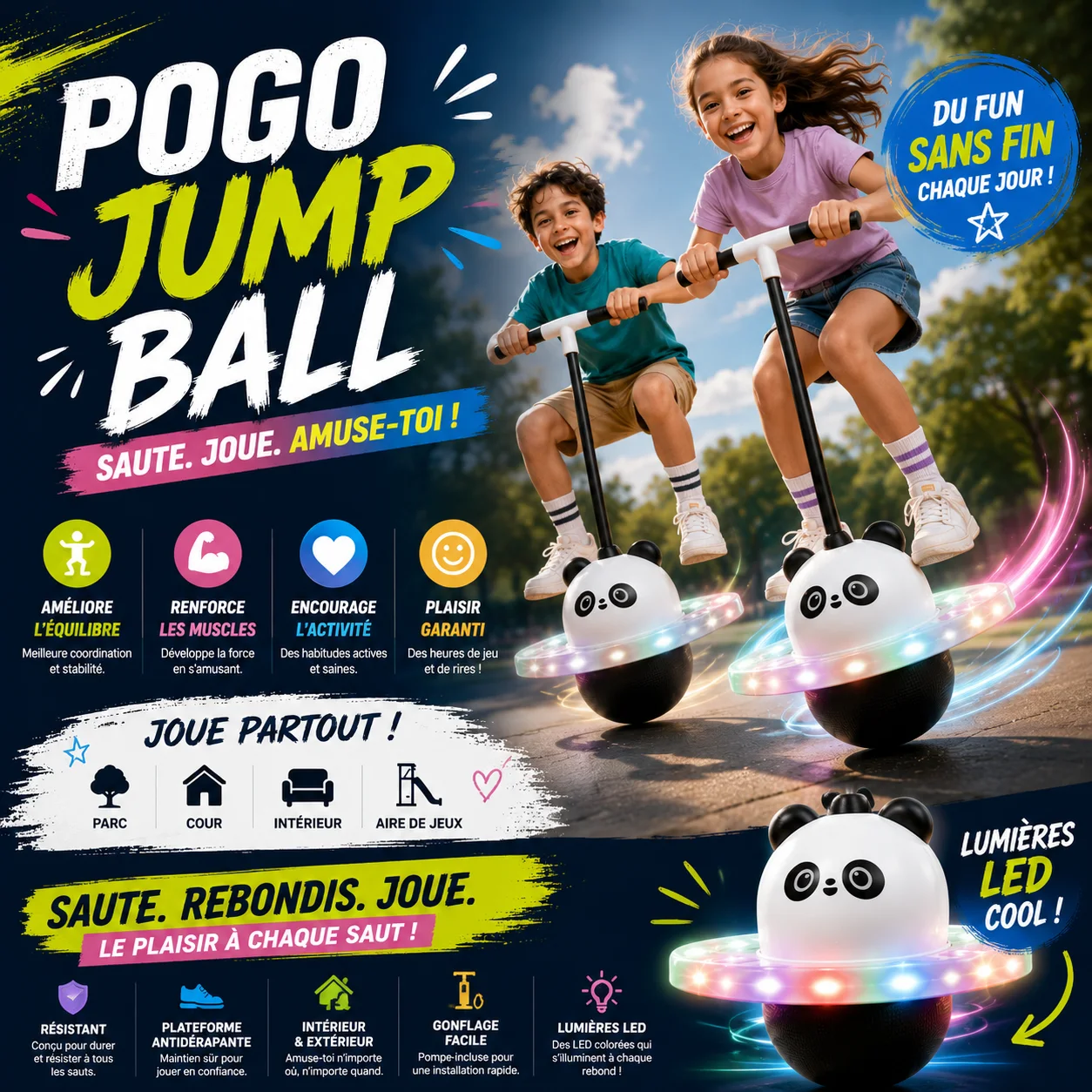 Ballon d’équilibre LED pour Enfants
