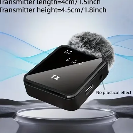 Professional Clip-On Wireless Microphone with - Recording & Plug & Play - -C Compatible for Streaming, Singing, Vlogging, Online Classes, Karaoke - Compatible for PC, Smartphone, Tablet (No E