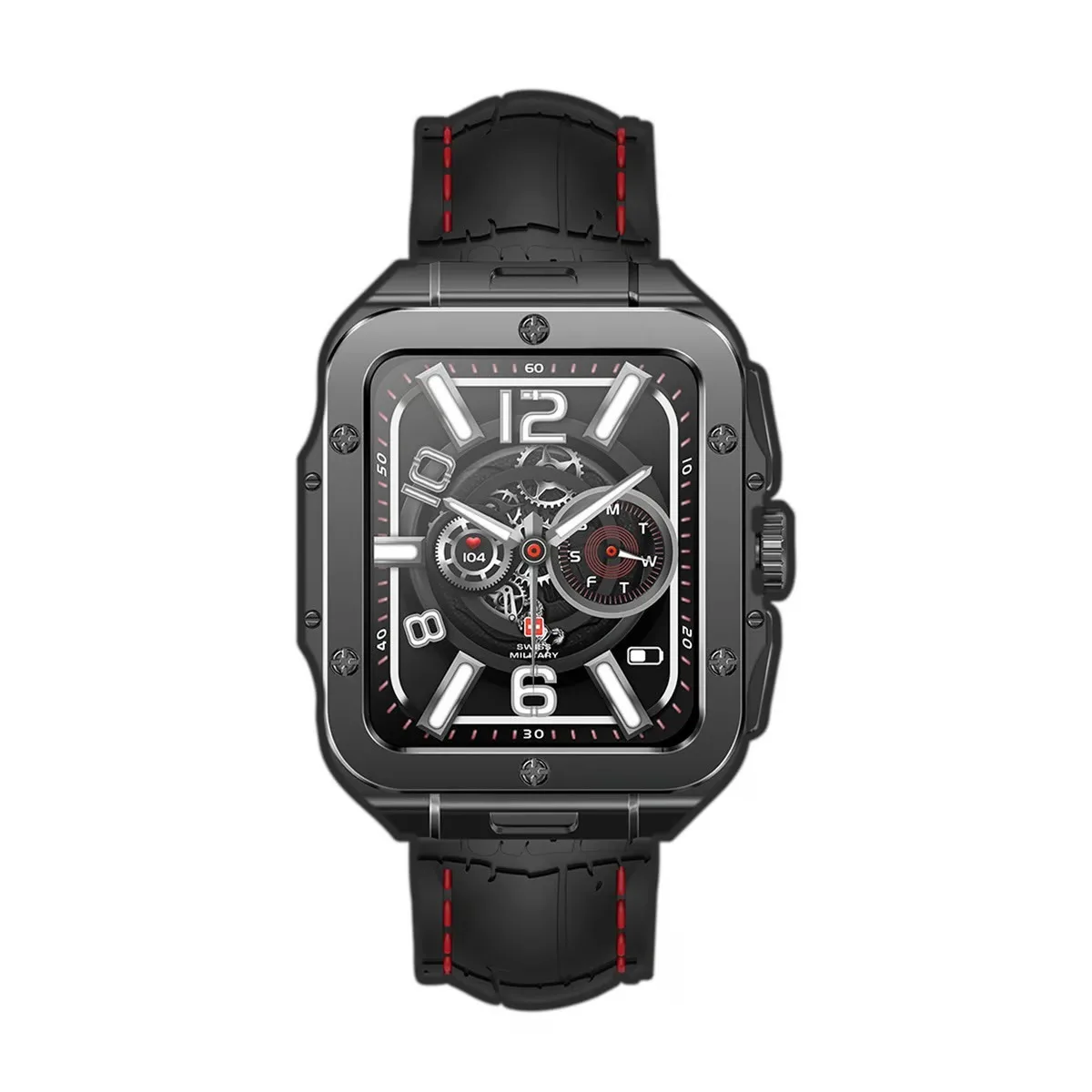 Swiss Military Smart Watch Alps 2 Rose Gold Frame Black Leather Strap