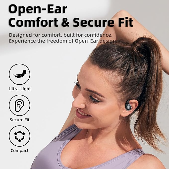 oraolo Open Ear Earbuds, Bluetooth 5.4 Wireless Earbuds with Large 16.2mm Driver, Open Earbuds with AI Noise Cancellation, 32 Hours Battery Life, Running Headphones Resistant to