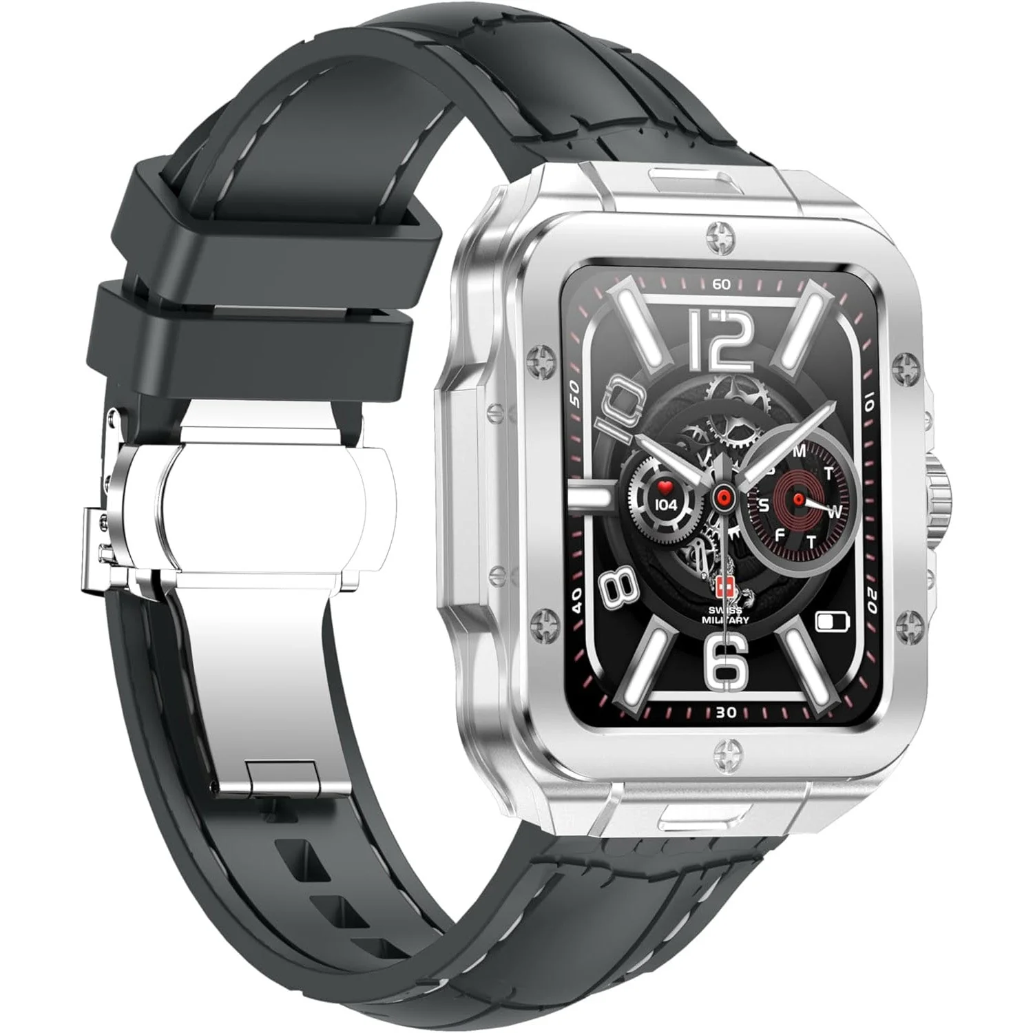 Swiss Military Smart Watch Alps 2 Rose Gold Frame Black Leather Strap