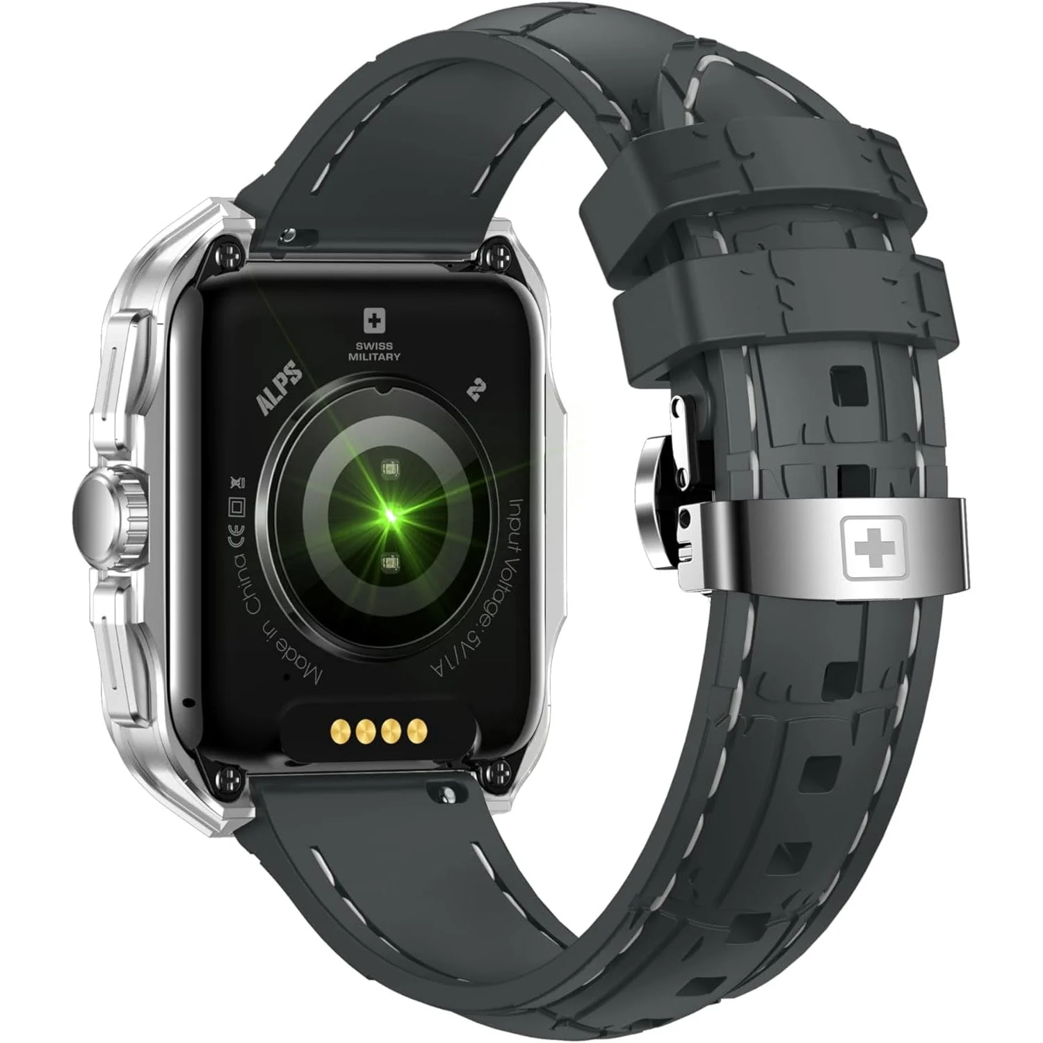 Swiss Military Smart Watch Alps 2 Rose Gold Frame Black Leather Strap
