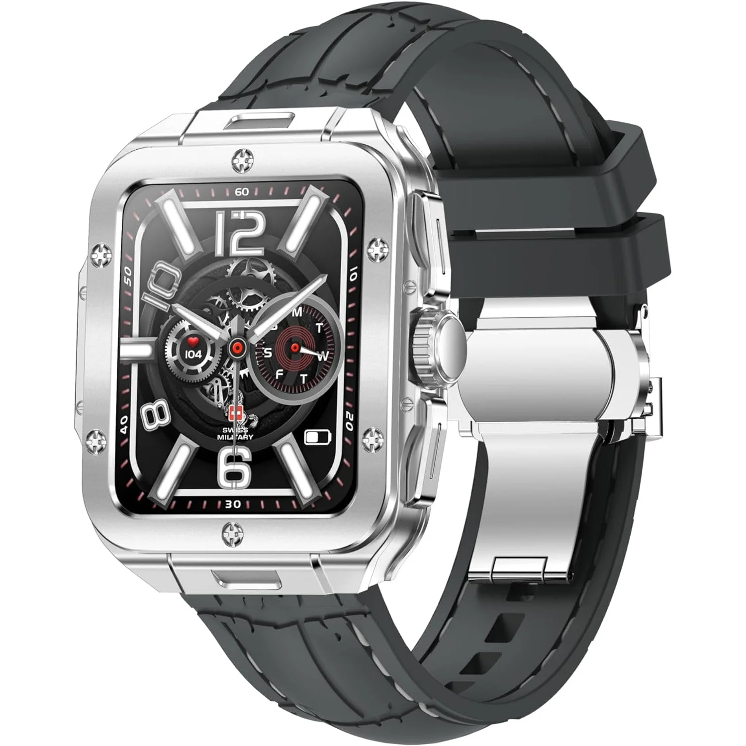 Swiss Military Smart Watch Alps 2 Rose Gold Frame Black Leather Strap