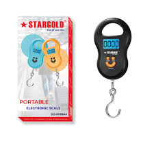 STARGOLD Handheld Baggage Scale, 50 KG Portable Travel Suitcase Scale with LCD Backlit Display and 4 Unit Conversions, SG-WHM44 Black