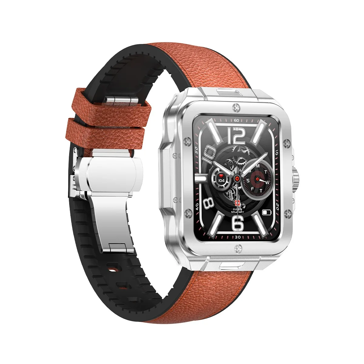 Swiss Military Smart Watch Alps 2 Rose Gold Frame Black Leather Strap