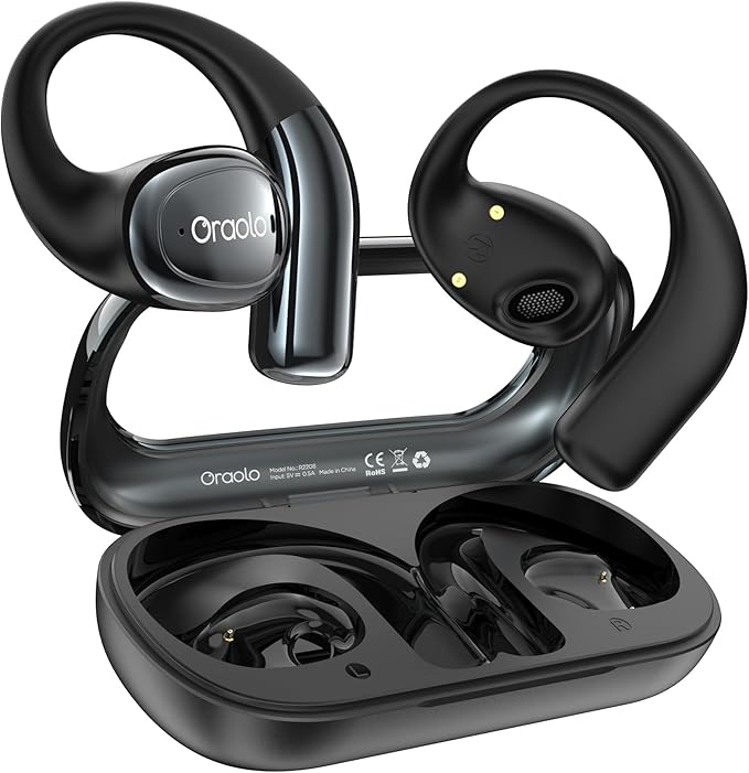 oraolo Open Ear Earbuds, Bluetooth 5.4 Wireless Earbuds with Large 16.2mm Driver, Open Earbuds with AI Noise Cancellation, 32 Hours Battery Life, Running Headphones Resistant to