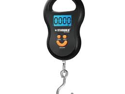 STARGOLD Handheld Baggage Scale, 50 KG Portable Travel Suitcase Scale with LCD Backlit Display and 4 Unit Conversions, SG-WHM44 Black