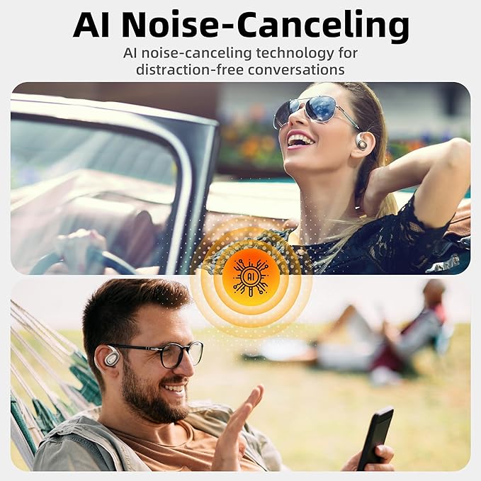 oraolo Open Ear Earbuds, Bluetooth 5.4 Wireless Earbuds with Large 16.2mm Driver, Open Earbuds with AI Noise Cancellation, 32 Hours Battery Life, Running Headphones Resistant to