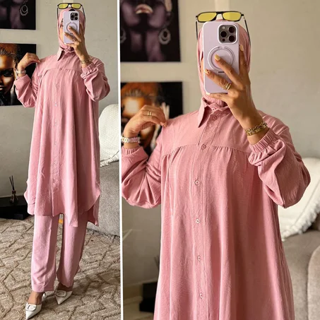 طقم مكون من ثلاث قطع كريب مكرش (AZ P41)