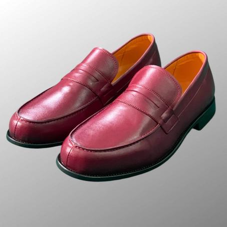 S0002 Mocassins en cuir rouge