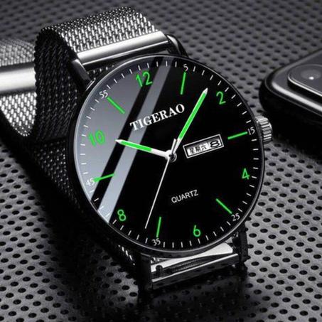 Mode Montre Quartz Double Calendrier Imperméable Pour Homme - Noir