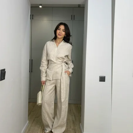 Ensemble en lin Beige - Chic et Confort