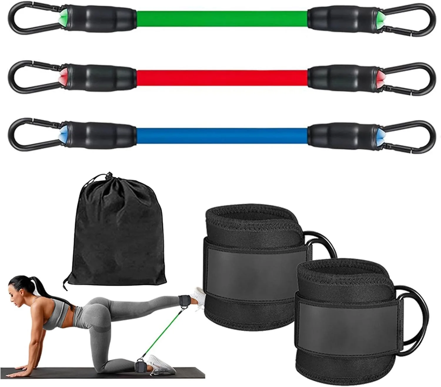 Kit Fitness 5 Pièces – Bandes & Sangle de cheville كيت فيتنس 5 قطع – باندات + حزام الكاحل