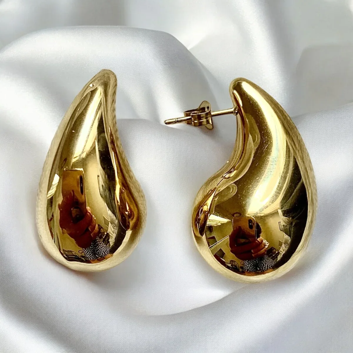 Boucles d'oreilles créoles épaisses en acier inoxydable | حلقات أذن سميكة من الستانلس ستيل